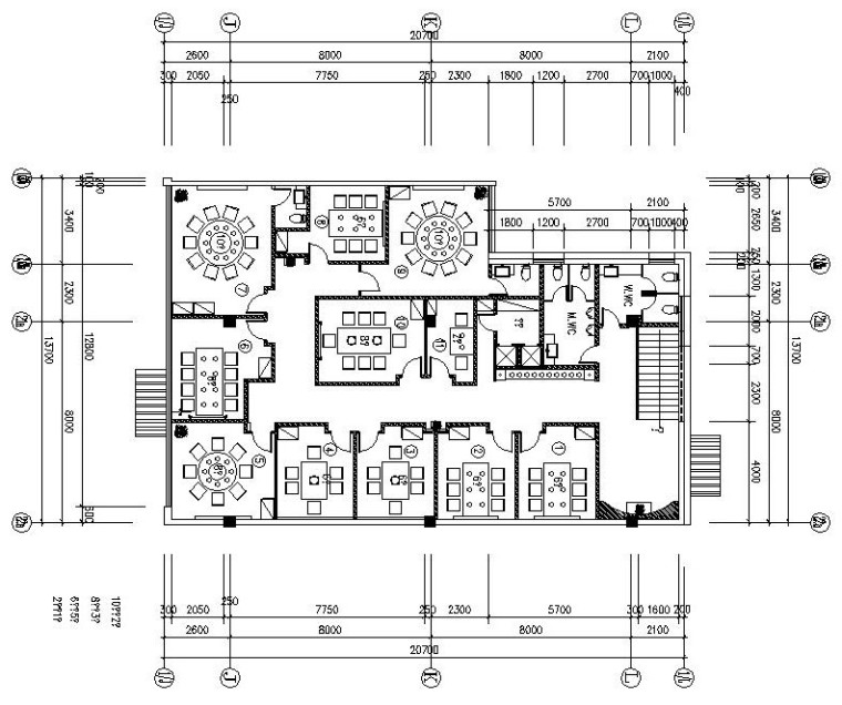 [重庆]火锅店施工图设计+效果图-二层平面