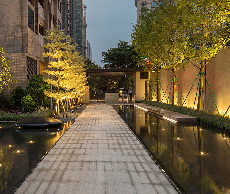 广州现代风格住宅规划资料下载-广州时代长岛三期现代风格住宅景观