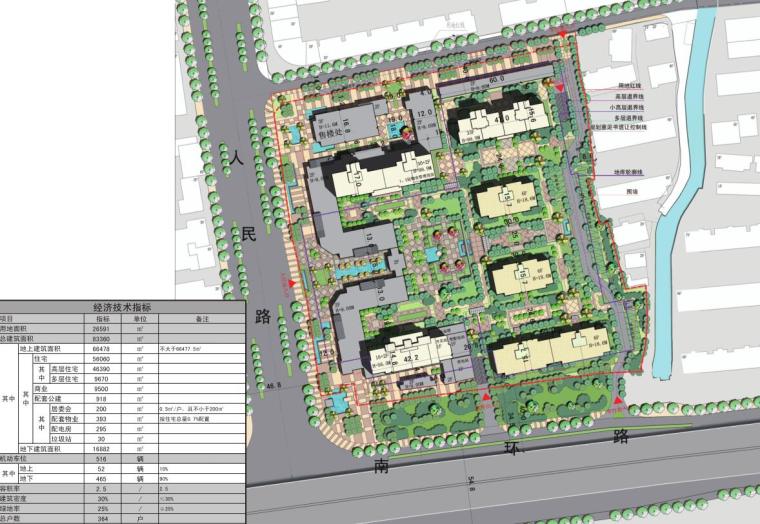 [湖北]朗诗苏州人民路住宅区项目方案设计（新中式风格）-总平面图