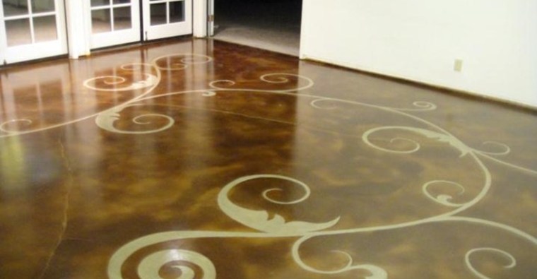 混凝土压印艺术地坪资料下载-着色混凝土地坪取代了陈旧的地毯