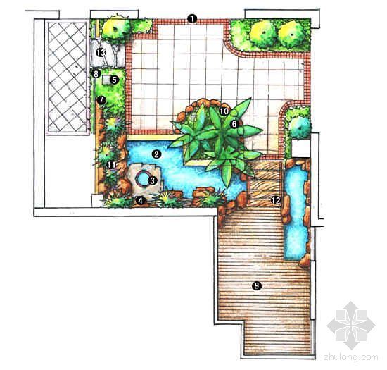 屋顶花园防水剖面图资料下载-某屋顶花园方案套图
