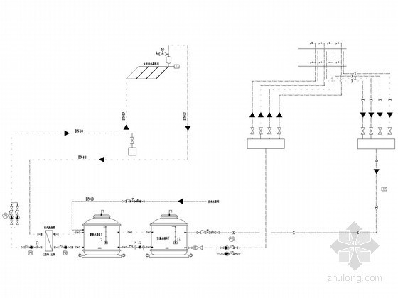 [山东]幼儿园水暖设计施工图纸(太阳能系统)-太阳能系统流程图 