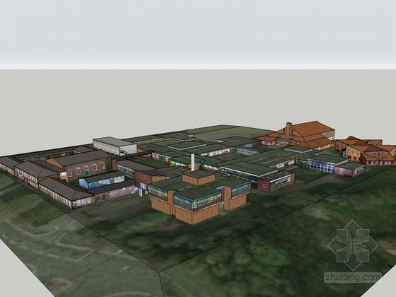大面积土方平整的施工资料下载-大面积建筑SketchUp模型下载