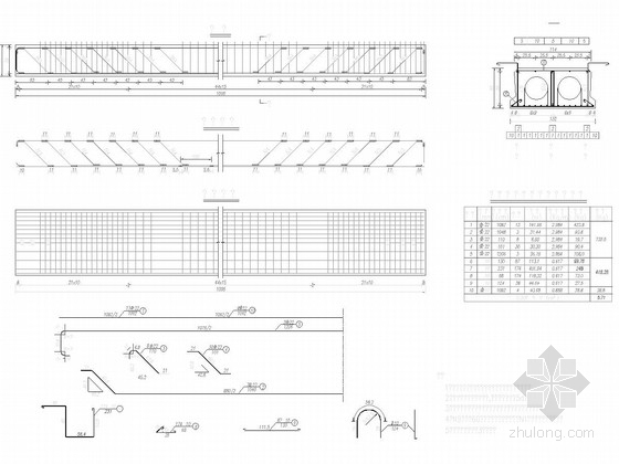 [安徽]1X11m预制空心板桥加宽4米施工图20张-空心板中板钢筋构造图 
