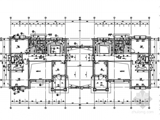 [江苏]3层双拼别墅建筑施工图（含地下一层）-3层双拼别墅建筑平面图