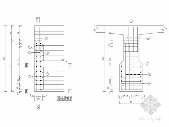 混凝土桥钢筋布置规范资料下载-装配式预应力混凝土桥T梁封锚钢筋布置图