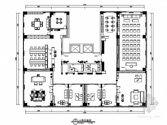 大型办公空间平面布置图资料下载-[烟台]大型高档住宅小区新中式办公空间装修设计方案