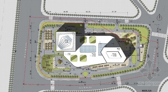 [长沙]某55层商业综合体建筑方案文本（243.6米）-总平面图 