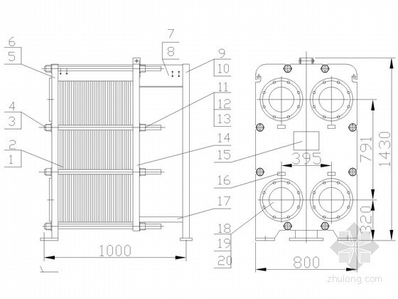 板式换热器cad资料下载-板式换热器大样图