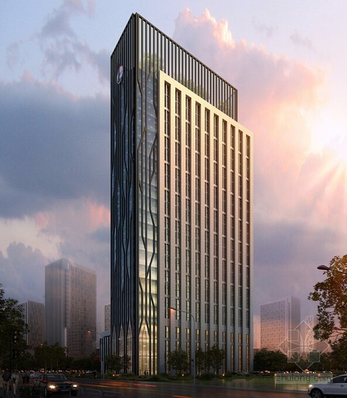 知名企业办公楼及二级加油站效果图