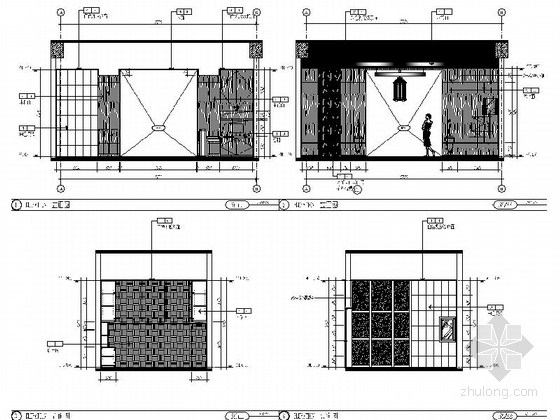 [郑州]朴实原木风格拉面馆室内CAD施工图（含实景效果图）立面图