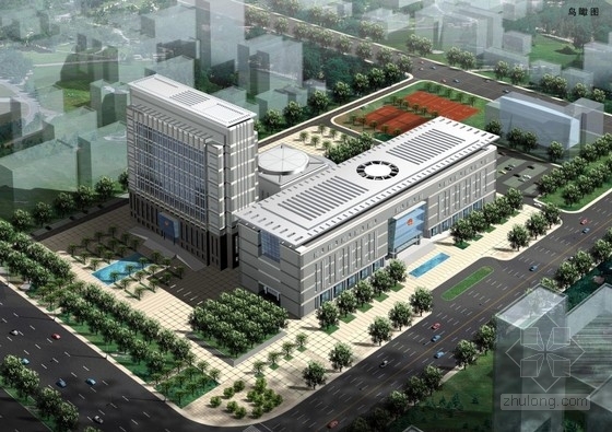 办公方案立面资料下载-[郑州]玻璃体入口上倾立面市级机关办公楼建筑设计方案文本（含CAD）