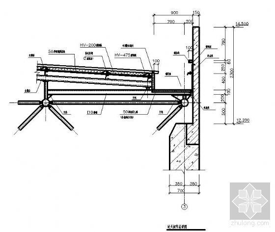 檐口天沟节点详图资料下载-网架墙面、檐口、雨篷等节点详图