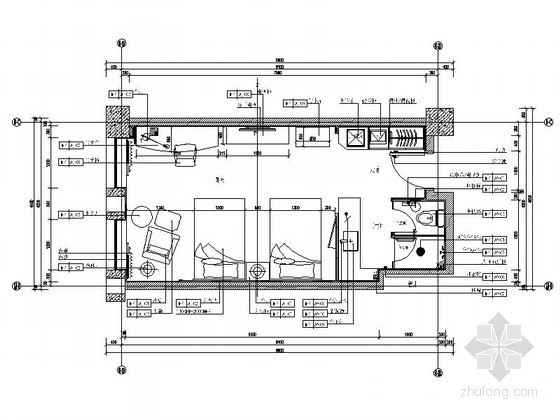 酒店标准客房CAD资料下载-[无锡]大型酒店标准客房装修施工图
