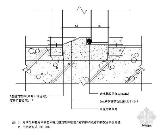 金属门窗大样图资料下载-气密式不锈钢门槛大样图