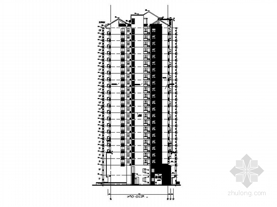 某市23层现代风格独栋住宅建筑施工图-23层现代风格独栋住宅建筑立面图