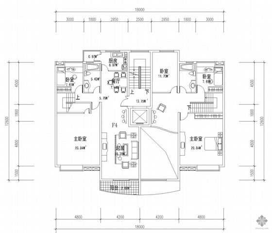 一梯两户多层建筑方案资料下载-板式多层一梯两户户型图(173/173)