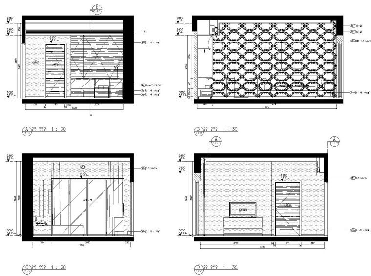 上海老西门新苑样板房施工图设计-卧室立面图
