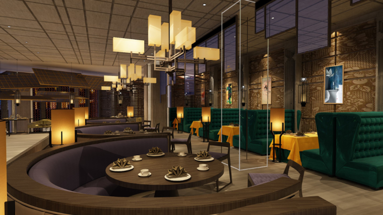 宴遇——港丽餐厅室内设计效果图方案-效果图2
