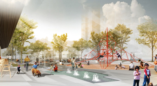 [广东]现代时尚城市商业广场景观设计方案-儿童活动体验空间景观效果图