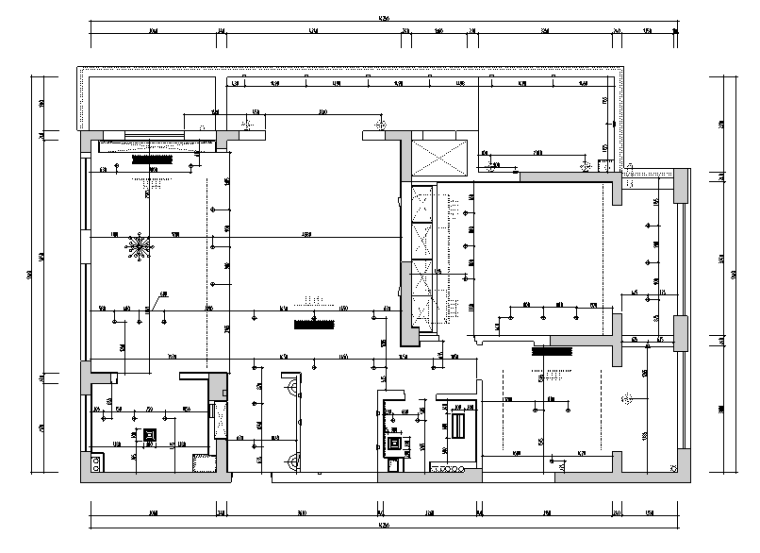 [浙江]港式风格住宅设计施工图（附效果图）-一层灯具定位图