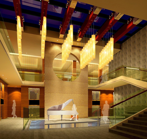 [河南]新中式大酒店中餐厅设计CAD施工图（含效果图）-【河南】新中式大酒店中餐厅设计CAD施工图（含效果图）效果图
