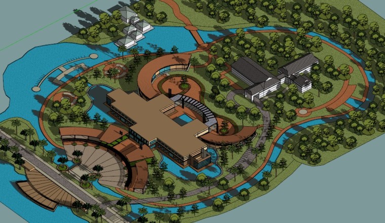 环岛公园景观设计（SU模型）-01 环岛公园
