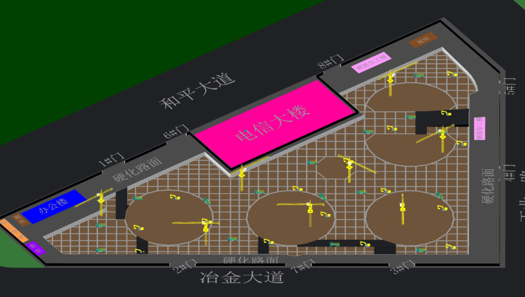 [武汉]商业中心超大基坑多工序交叉施工方案（200页）-17第一层土方开挖、支撑施工阶段总平面布置图
