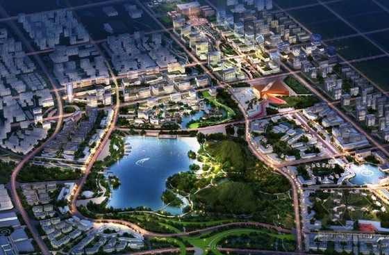 [江苏]南京新城区概念规划设计方案文本(知名设计院设计)-城市设计效果图 