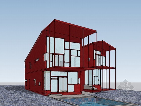 y型住宅建筑图资料下载-Y型住宅建筑SketchUp模型下载