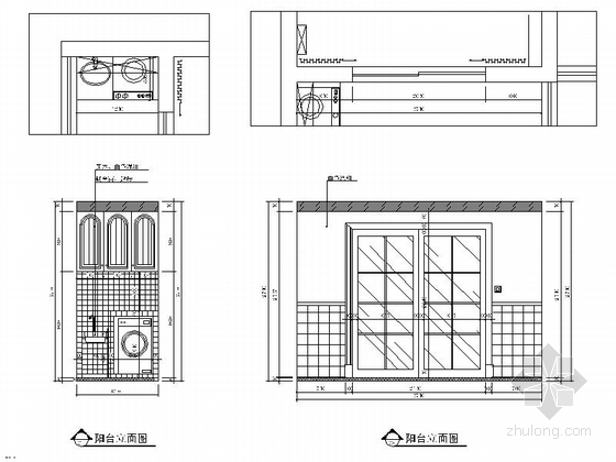 01[苏州]田园地知名地产风格两居室装修CAD施工图（含效果图）阳台立面图
