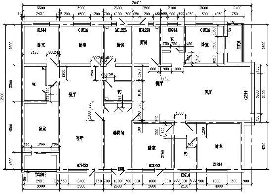 一梯两户一层资料下载-一梯两户户型6a型1层