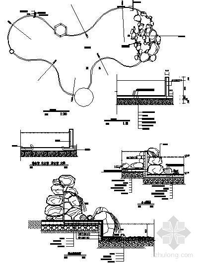 庭院假山跌水节点详图资料下载-假山水池节点详图