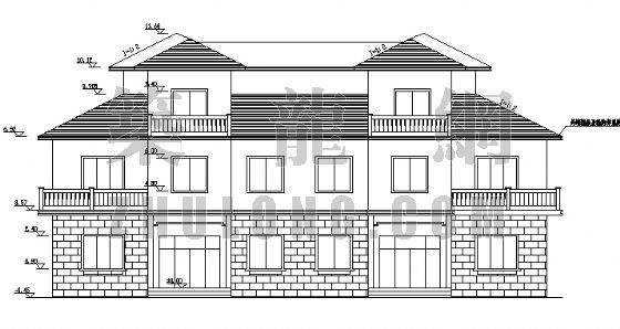 四层别墅CAD设计图资料下载-三层联体别墅设计图