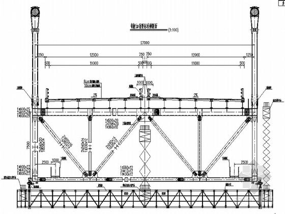 特大钢桁梁悬索桥施工图（CAD图 345张）-钢桁加劲梁标准断面图