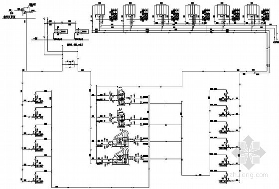 大型制冷机房及冷却塔设计施工图-空调机房水系统原理图 