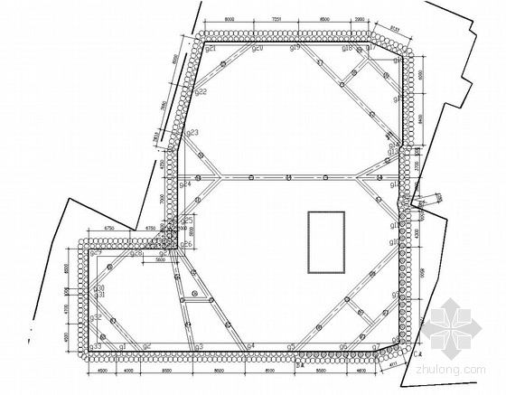 立柱桩及内支撑施工资料下载-深基坑排桩加混凝土内支撑支护施工图