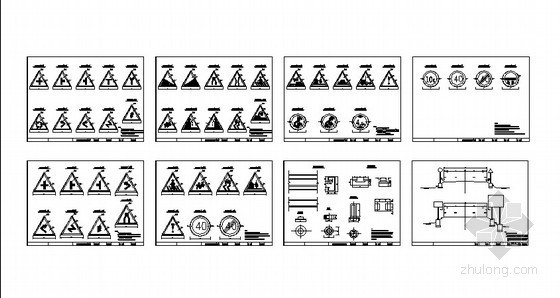 交通标志标牌工程资料资料下载-[新疆]交通标志CAD图（禁令警告指路）