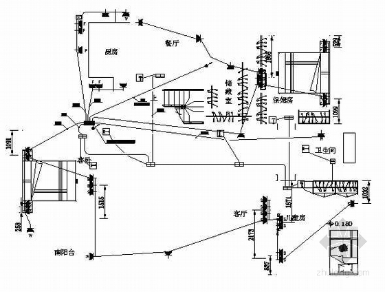 cad强电表示图资料下载-某复式住宅顶层强电图