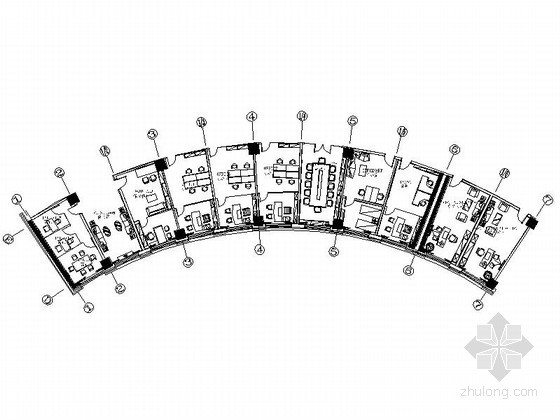 酒店公寓办公区资料下载-扇型酒店办公区室内施工图