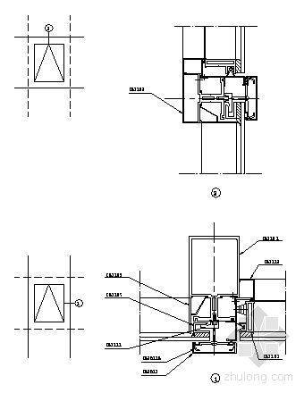 半隐框玻璃幕墙节点图资料下载-180系列(B型）半隐框玻璃幕墙装配图