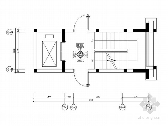 公共电梯间装饰资料下载-[佛山]某精品住宅小区标准层电梯间装修图