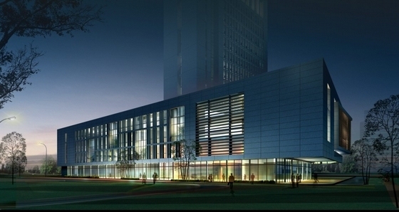 [河南]某20层行政办公楼建筑方案文本（含CAD）-夜景透视图