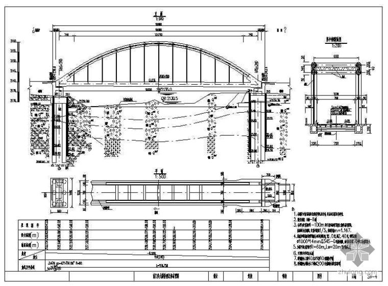 人行桥设计简图资料下载-1-100系杆拱某桥全套施工图