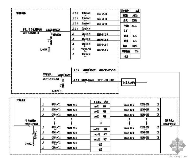 大数据机电监理大纲资料下载-数据机房配电系统图
