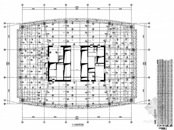[CBD超高层]37层框筒办公楼及商业附楼结构施工图（两层车库）-十九层板配筋图 