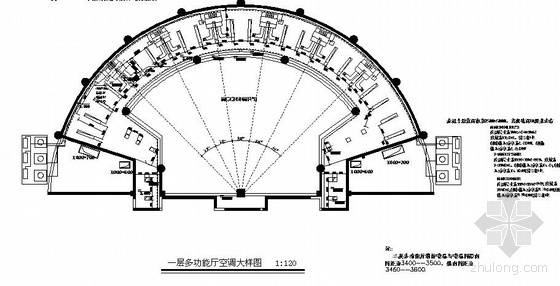 北京多功能厅概算方案资料下载-某多功能厅空调平面图