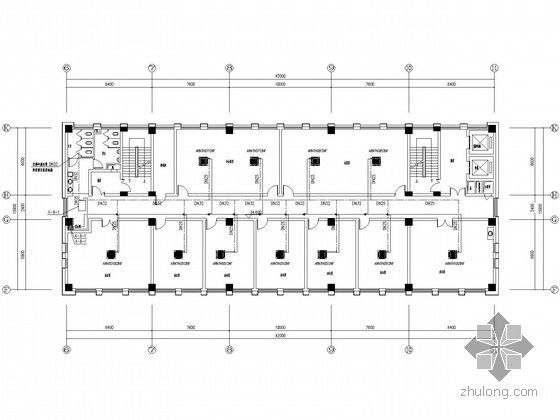 [浙江]档案馆大楼空调通风设计施工图纸-九层空调冷媒管道平面图