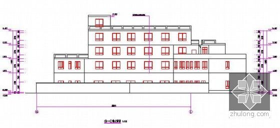 [浙江]4层框架结构宾馆建筑工程预算书及工程量计算(含施工图纸50张)-轴立面图