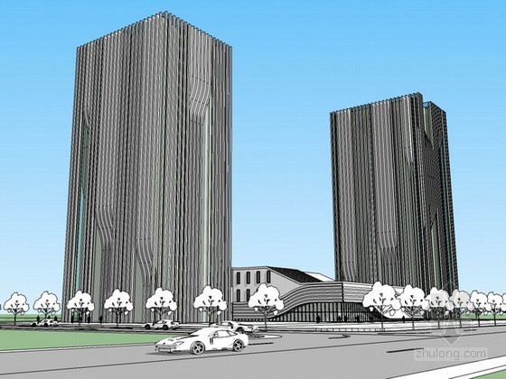 商业楼建筑cad异形资料下载-商业楼建筑sketchup模型